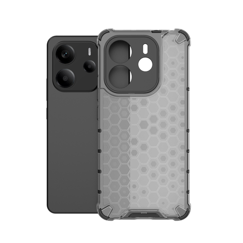 Xiaomi Redmi Note 14 4G Cover - Black - Airbag Shockproof Hybrid Honeycomb Transparent Case