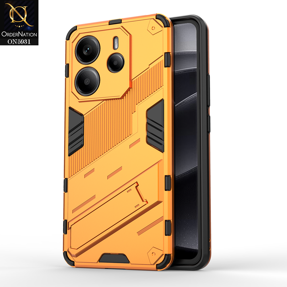 Xiaomi Redmi Note 14 4G Cover - Orange - New Ultra Punk TPU Shockproof Phone Case with Kickstand And Camera Protection