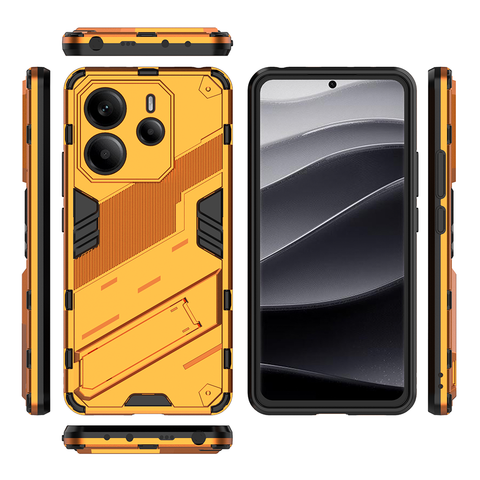 Xiaomi Redmi Note 14 4G Cover - Orange - New Ultra Punk TPU Shockproof Phone Case with Kickstand And Camera Protection