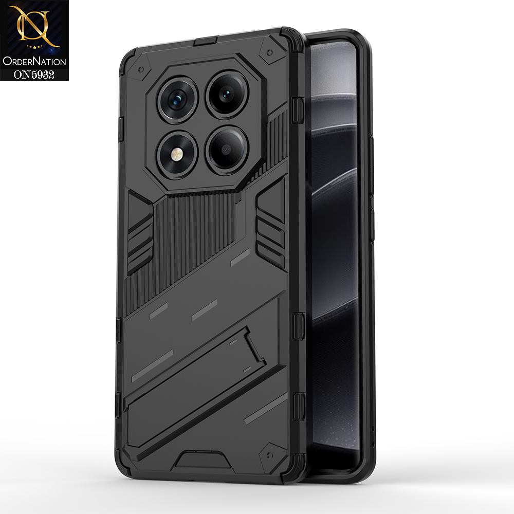 Xiaomi Redmi Note 14 Pro 4G Cover - Black - New Ultra Punk TPU Shockproof Phone Case with Kickstand And Camera Protection