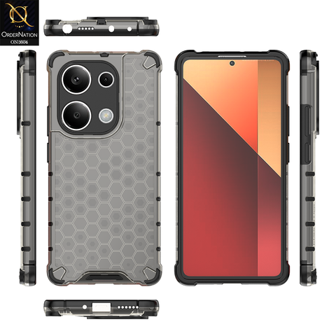 Xiaomi Redmi Note 13 Pro 4G Cover - Black - Airbag Shockproof Hybrid Honeycomb Transparent Case