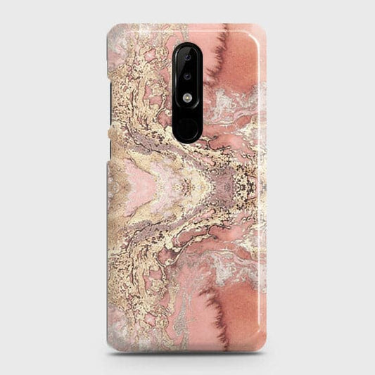Nokia 5.1 Plus / Nokia X5 Cover - Trendy Chic Rose Gold Marble Printed Hard Case with Life Time Colors Guarantee ( Fast Delivery )