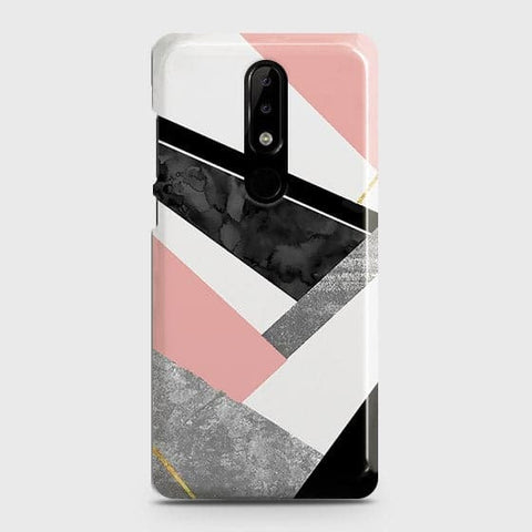 Nokia 5.1 Plus / Nokia X5 Cover - Matte Finish - Geometric Luxe Marble Trendy Printed Hard Case with Life Time Colors Guarantee(1) ( Fast Delivery )