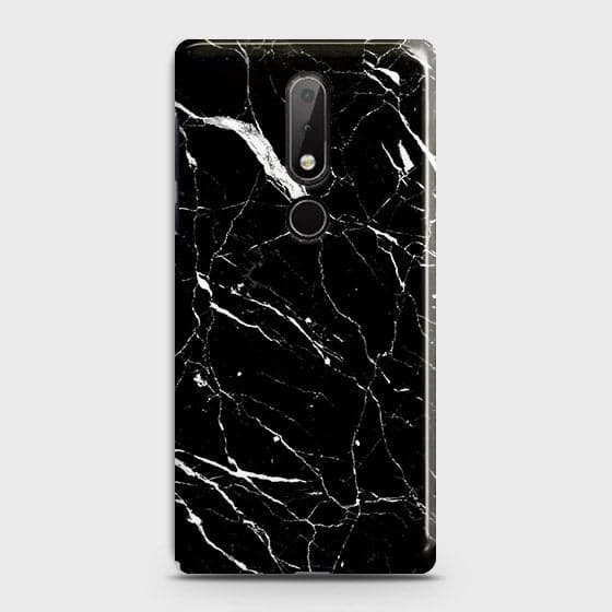 Nokia 7.1 Cover - Trendy Black Marble Printed Hard Case with Life Time Colors Guarantee b51 ( Fast Delivery )