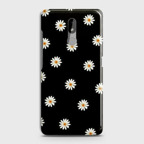 Nokia 3.2 Cover - Matte Finish - White Bloom Flowers with Black Background Printed Hard Case with Life Time Colors Guarantee-(Fast Delivery)