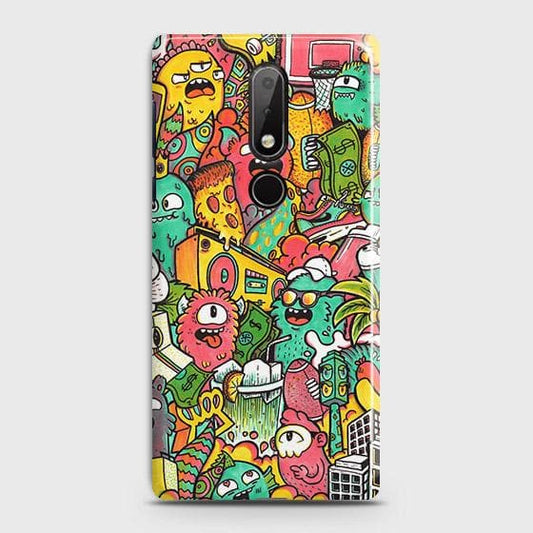 Nokia 6.1 Plus Cover - Matte Finish - Candy Colors Trendy Sticker Collage Printed Hard Case with Life Time Colors Guarantee ( Fast Delivery )