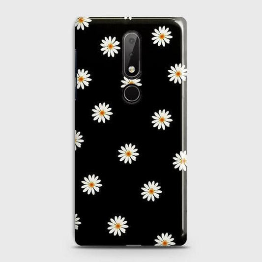 Nokia 6.1 Plus Cover - Matte Finish - White Bloom Flowers with Black Background Printed Hard Case with Life Time Colors Guarantee (Fast Delivery)