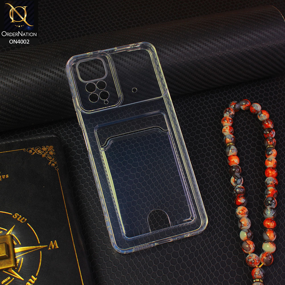 Xiaomi Redmi Note 11 Cover - Transparent - Soft 4D Design Smart Pocket Card Holder Transparent Clear Soft Case