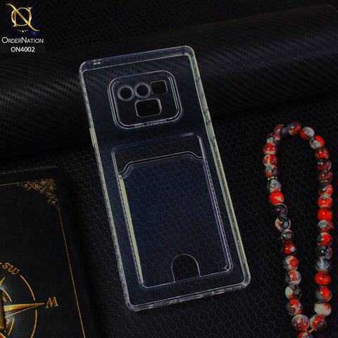 Samsung Galaxy Note 9 Cover - Transparent - Soft 4D Design Smart Pocket Card Holder Transparent Clear Soft Case