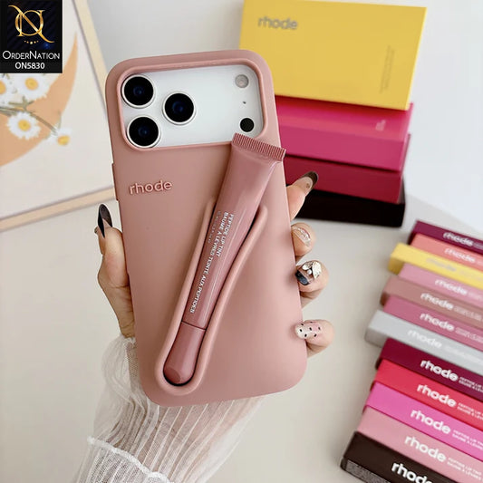 iPhone 17 Pro Max Cover - Pink - Soft Silicon Case with Built-In Lip Balm Holder Simple, Stylish, and Protective Cover