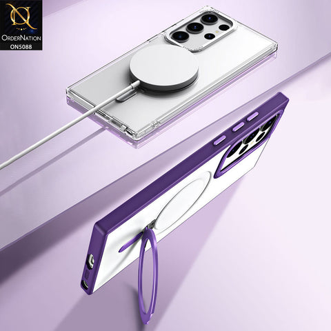 Samsung Galaxy S24 Ultra Cover - Black - New Translucent Alloy Bracket Magnatic Holder Magsafe Soft Borders Shell Case