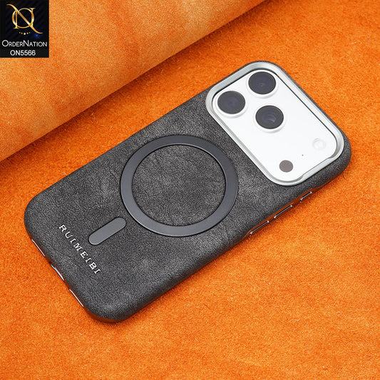 iPhone 17 Pro Max Cover - Black - New Premium RUIMEIBI High Quality Leather Textured  Case With Magsafe Soft Case