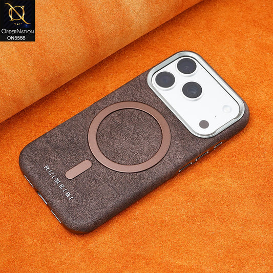 iPhone 17 Pro Max Cover - Coffee - New Premium RUIMEIBI High Quality Leather Textured  Case With Magsafe Soft Case