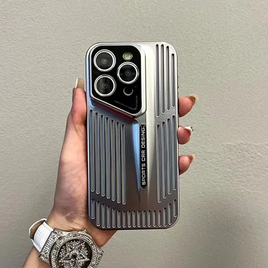 iPhone 16 Pro Max Cover  - Titanium - Premium Sports Car Design Breathable Mesh Grill Design PC Shell Case