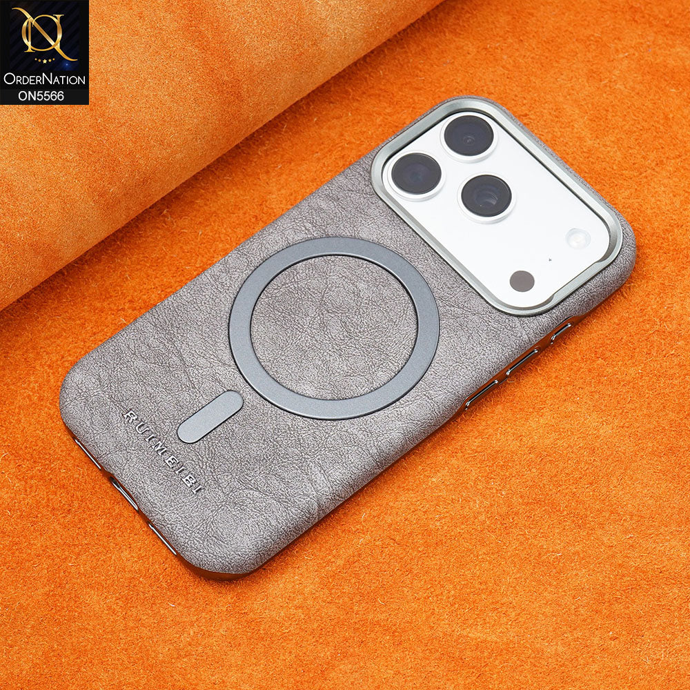 iPhone 17 Pro Max Cover - Gray - New Premium RUIMEIBI High Quality Leather Textured  Case With Magsafe Soft Case