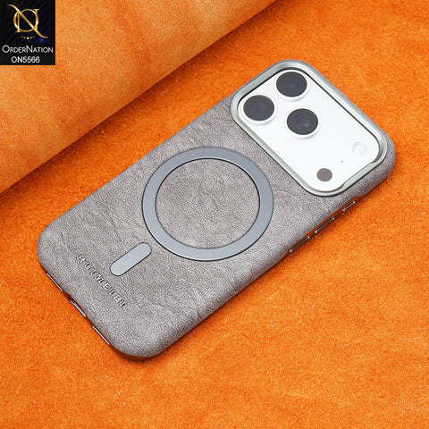 iPhone 17 Pro Max Cover - Gray - New Premium RUIMEIBI High Quality Leather Textured  Case With Magsafe Soft Case