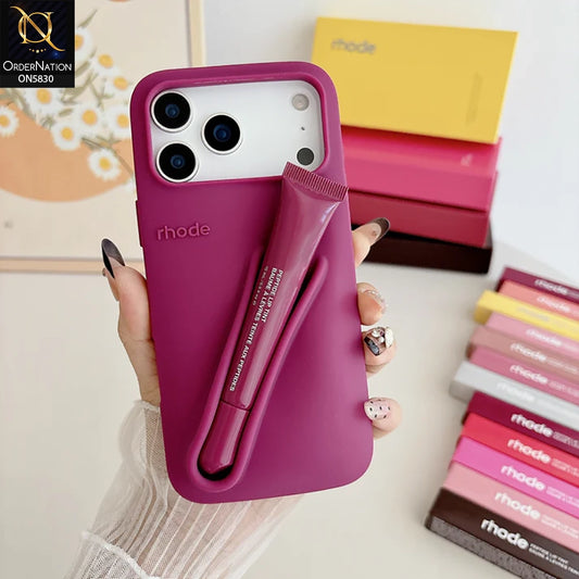 iPhone 17 Pro Max Cover - Mahroon - Soft Silicon Case with Built-In Lip Balm Holder Simple, Stylish, and Protective Cover