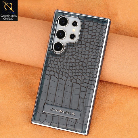 Samsung Galaxy S25 Ultra - Black - JINDUKA Urban Elite Crock Texture Case with Metallic Camera Ring