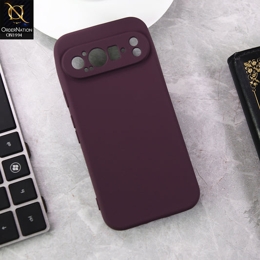Google Pixel 9 Pro - Mahroon - New Matte Mahroon Silicone Case  Soft Touch Slim Back Cover