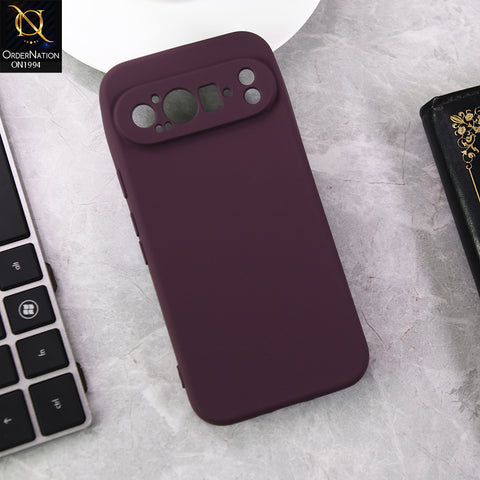 Google Pixel 9 Pro - Mahroon - New Matte Mahroon Silicone Case  Soft Touch Slim Back Cover