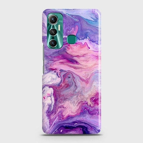 Infinix Hot 11 Cover - Chic Blue Liquid Marble Printed Hard Case with Life Time Colors Guarantee b66 ( Fast Delivery )