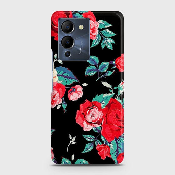 Infinix Note 12 G96 Cover - Luxury Vintage Red Flowers Printed Hard Case with Life Time Colors Guarantee (Fast Delivery)