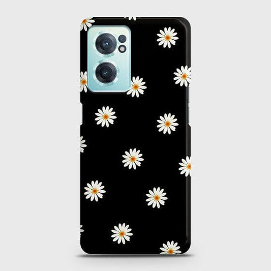 OnePlus Nord CE 2 5G Cover - White Bloom Flowers with Black Background Printed Hard Case with Life Time Colors Guarantee (Fast Delivery)