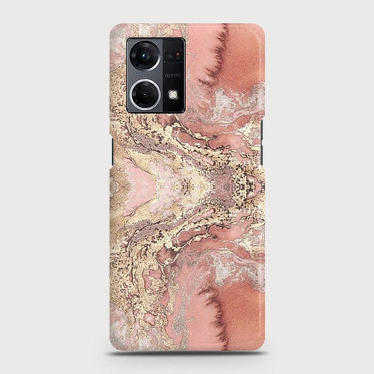 Oppo Reno 7 4G Cover - Matte Finish - Trendy Chic Rose Gold Marble Printed Hard Case with Life Time Colors Guarantee ( Fast Delivery )