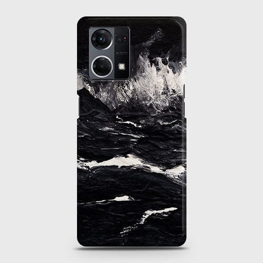Oppo F21 Pro 4G Cover - Matte Finish - Black Ocean Marble Trendy Printed Hard Case with Life Time Colors Guarantee ( Fast Delivery )