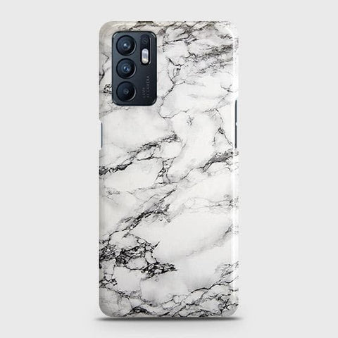 Oppo Reno 6 4G Cover - Matte Finish - Trendy White Floor Marble Printed Hard Case with Life Time Colors Guarantee b57 ( Fast Delivery )