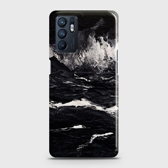Oppo Reno 6 4G Cover - Black Ocean Marble Trendy Printed Hard Case with Life Time Colors Guarantee (Fast Delivery)