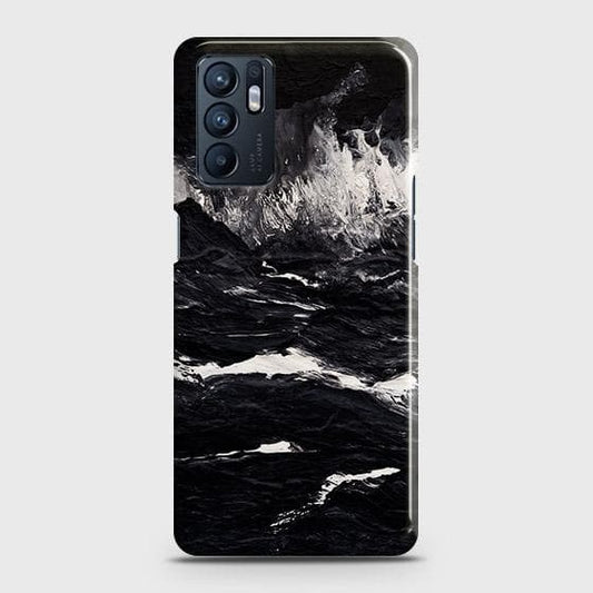 Oppo Reno 6 4G Cover - Black Ocean Marble Trendy Printed Hard Case with Life Time Colors Guarantee (Fast Delivery)(M)