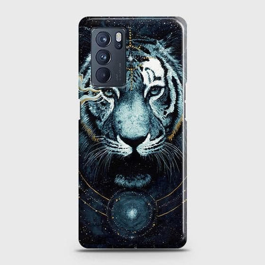 Oppo Reno 6 Pro 5G Cover - Vintage Galaxy Tiger Printed Hard Case with Life Time Colors Guarantee ( Fast Delivery )