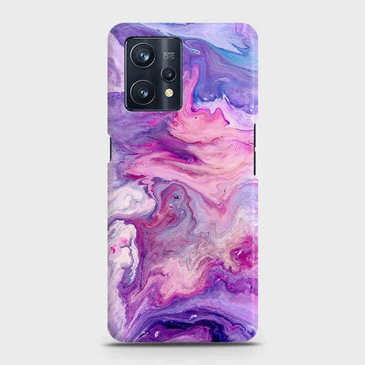 Realme V25 Cover - Matte Finish - Chic Blue Liquid Marble Printed Hard Case with Life Time Colors Guarantee