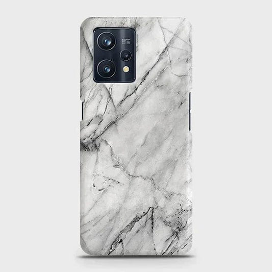 Realme V25 Cover - Matte Finish - Trendy White Marble Printed Hard Case with Life Time Colors Guarantee