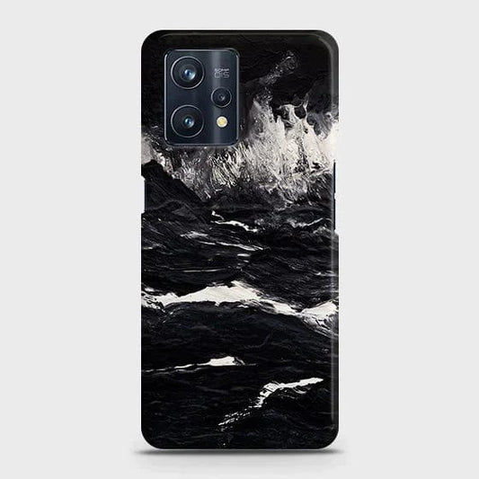 Realme V25 Cover - Matte Finish - Black Ocean Marble Trendy Printed Hard Case with Life Time Colors Guarantee