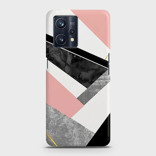 Realme V25 Cover - Matte Finish - Geometric Luxe Marble Trendy Printed Hard Case with Life Time Colors Guarantee