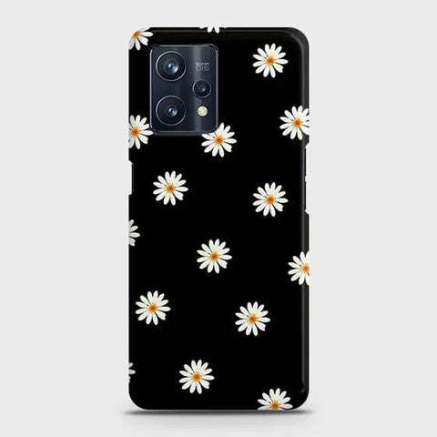 Realme 9 Pro Plus Cover - Matte Finish - White Bloom Flowers with Black Background Printed Hard Case with Life Time Colors Guarantee (Fast Delivery)
