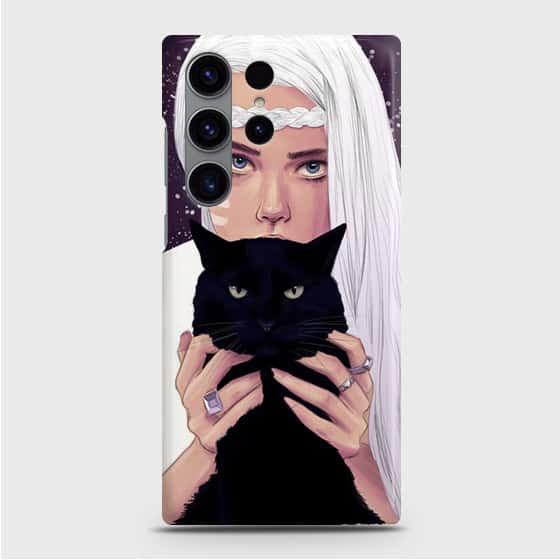 Samsung Galaxy S24 Ultra 5G Cover - Trendy Wild Black Cat Printed Hard Case with Life Time Colors Guarantee