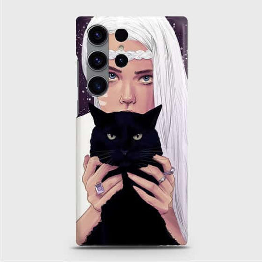 Samsung Galaxy S24 Ultra 5G Cover - Trendy Wild Black Cat Printed Hard Case with Life Time Colors Guarantee