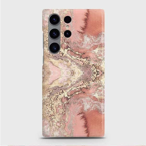 Samsung Galaxy S23 Ultra 5G Cover - Trendy Chic Rose Gold Marble Printed Hard Case with Life Time Colors Guarantee ( Fast Delivery )