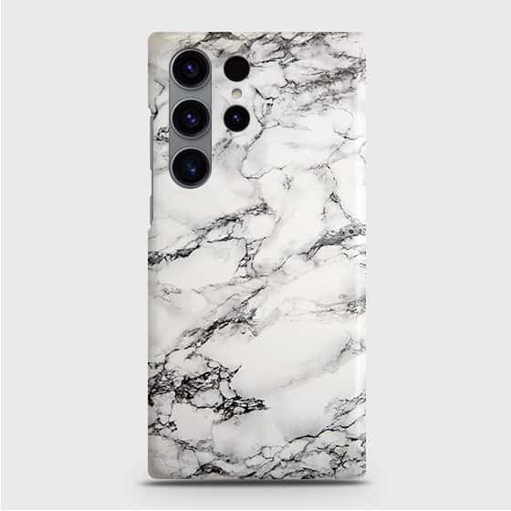 Samsung Galaxy S24 Ultra 5G Cover - Trendy White Floor Marble Printed Hard Case with Life Time Colors Guarantee
