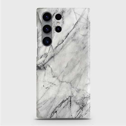 Samsung Galaxy S24 Ultra 5G Cover - Trendy White Marble Printed Hard Case with Life Time Colors Guarantee