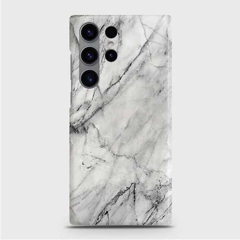 Samsung Galaxy S24 Ultra 5G Cover - Trendy White Marble Printed Hard Case with Life Time Colors Guarantee