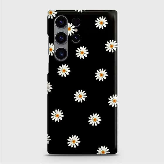 Samsung Galaxy S24 Ultra 5G Cover - White Bloom Flowers with Black Background Printed Hard Case with Life Time Colors Guarantee