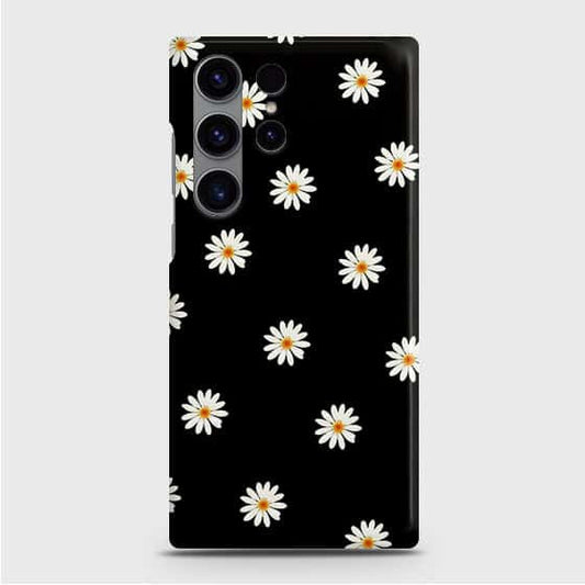 Samsung Galaxy S24 Ultra 5G Cover - White Bloom Flowers with Black Background Printed Hard Case with Life Time Colors Guarantee