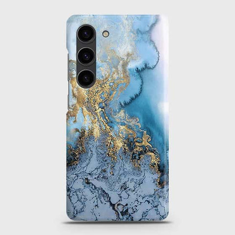 Samsung Galaxy S23 Plus 5G Cover - Trendy Golden & Blue Ocean Marble Printed Hard Case with Life Time Colors Guarantee (Fast Delivery)