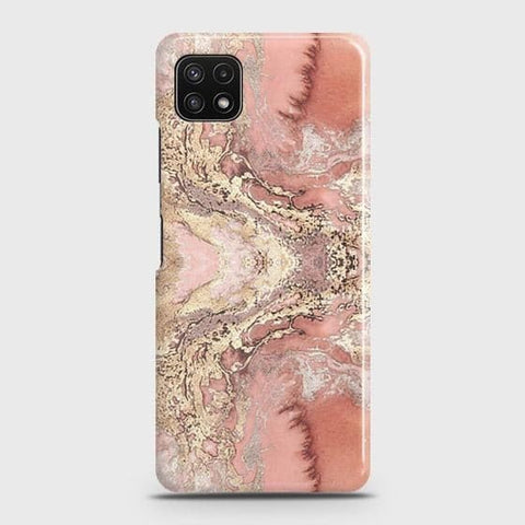 Samsung Galaxy A22 5G Cover - Trendy Chic Rose Gold Marble Printed Hard Case with Life Time Colors Guarantee (Fast Delivery)