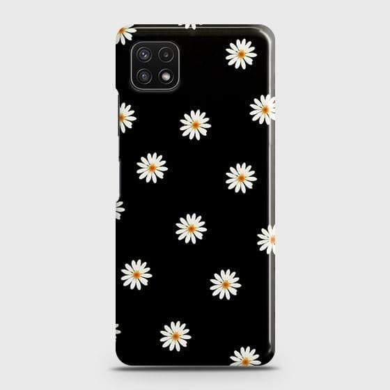 Samsung Galaxy A22 5G Cover - Matte Finish - White Bloom Flowers with Black Background Printed Hard Case with Life Time Colors Guarantee (Fast Delivery)
