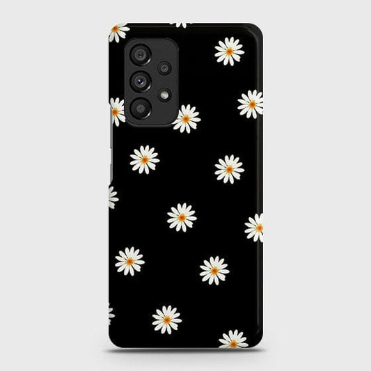 Samsung Galaxy A53 5G Cover - White Bloom Flowers with Black Background Printed Hard Case with Life Time Colors Guarantee (Fast Delivery)